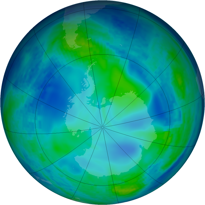 Antarctic ozone map for 23 May 1993